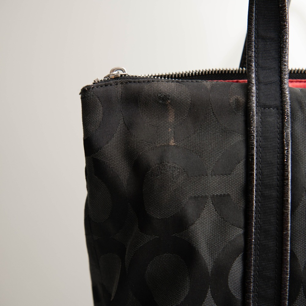 VTG‎ Coach Poppy Op Art Glam Y2K Black Metallic Large Tote Handbag Purse - Picture 6 of 7